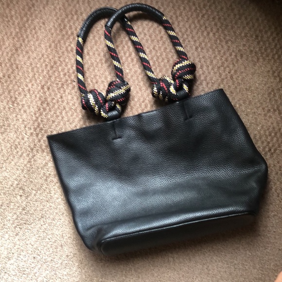 Genuine leather black Rebecca Minkoff tote with rope handles. - Picture 3 of 8
